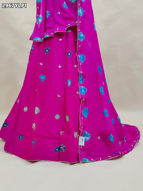 KcPc New Traditional Shibori Style Chinon Silk Lehenga with Cutdana Handwork  GSM