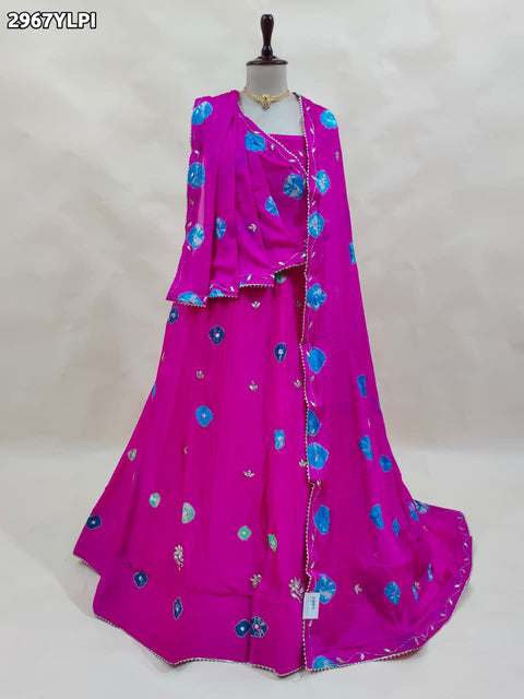 KcPc New Traditional Shibori Style Chinon Silk Lehenga with Cutdana Handwork  GSM