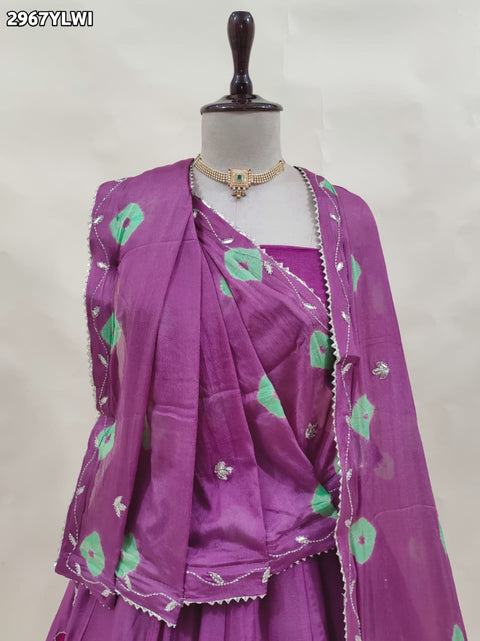 KcPc New Ethnic Shibori Chinon Silk Lehenga with Cutdana Karigari  GSM