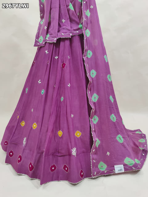 KcPc New Ethnic Shibori Chinon Silk Lehenga with Cutdana Karigari  GSM