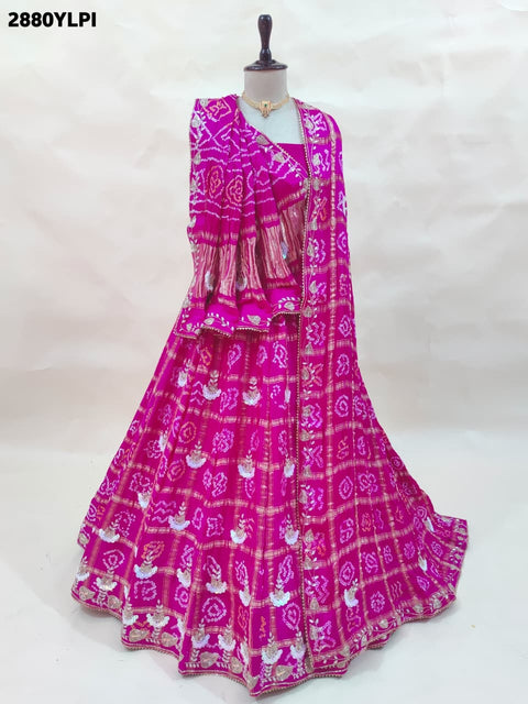 KcPc New Festive Gaji Silk Lehenga Bandhani Style with Cutdana Detailing  BTU