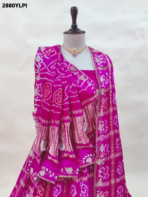 KcPc New Festive Gaji Silk Lehenga Bandhani Style with Cutdana Detailing  BTU