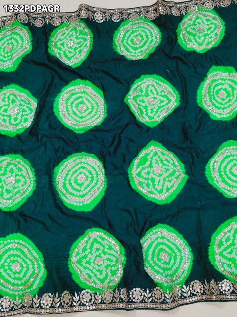 KcPc New Gaji silk Handmade Laddu Bandhej Beautiful Gota patti Work Dupatta RG