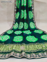 KcPc New Gaji silk Handmade Laddu Bandhej Beautiful Gota patti Work Dupatta AMT