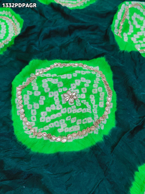 KcPc New Gaji silk Handmade Laddu Bandhej Beautiful Gota patti Work Dupatta RG