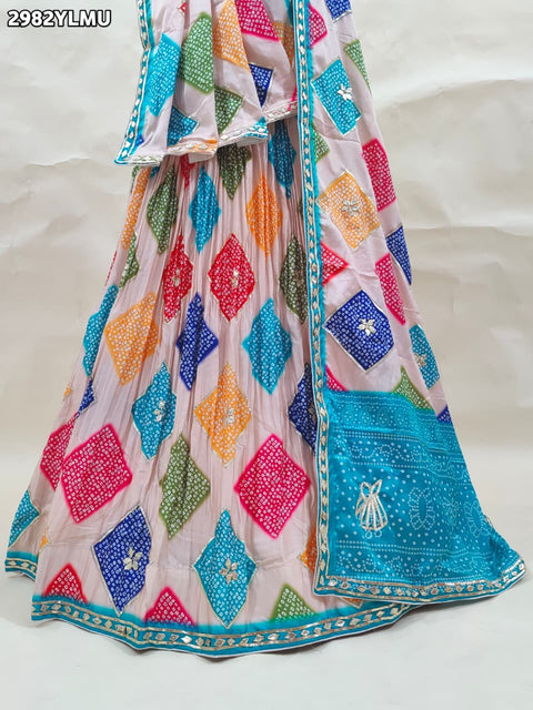 KcPc New Crepe Silk Bandhani Lehenga with Elegant Gotapatti Work Festive Wear  SFS