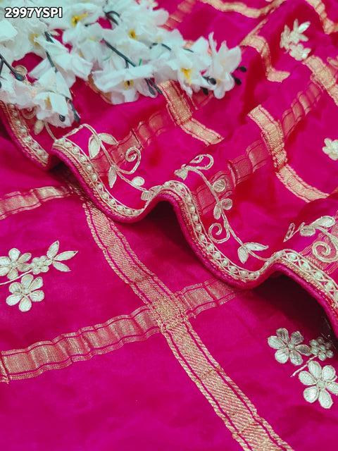 KcPc New Pure Modal Silk Gharchola Saree with Elegant Gota Patti Work  AMT