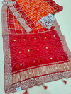 By Bandhani Saree with Elegant Gota Patti Work