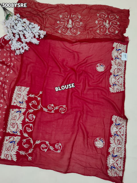 KcPc New Traditional Ojariya Bandhani Saree Adorned with Zardozi Embroidery   SRN