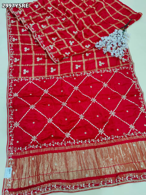 KcPc New Festive Modal Silk Saree with Classic Gharchola Pattern and Gota Patti Embellishments  AMT
