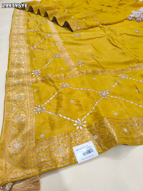 KcPc New Pure Russian Silk Saree with Kasab Sequence Aari Handwork Perfect for Festive Wear  AMT