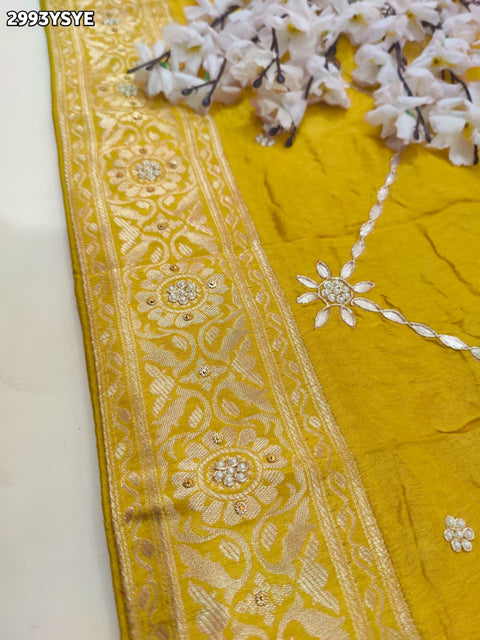 KcPc New Pure Russian Silk Saree with Kasab Sequence Aari Handwork Perfect for Festive Wear  AMT