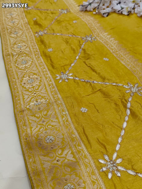 KcPc New Pure Russian Silk Saree with Kasab Sequence Aari Handwork Perfect for Festive Wear  AMT