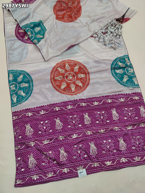 KcPc New Traditional Crepe Silk Bandhani Saree Adorned with Beautiful Gota Patti Work  ANJ