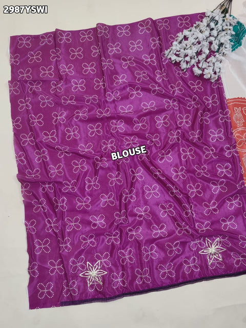 KcPc New Traditional Crepe Silk Bandhani Saree Adorned with Beautiful Gota Patti Work  ANJ