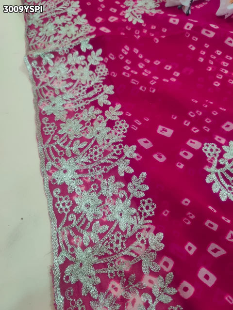 KcPc New Festive Georgette Saree in Bandhani Style with Elegant Peturn Work  STL