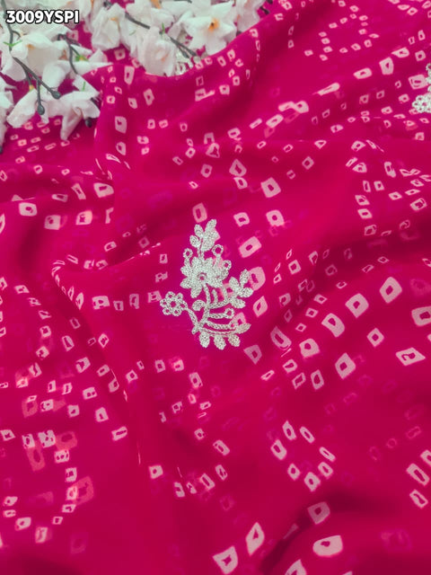 KcPc New Festive Georgette Saree in Bandhani Style with Elegant Peturn Work  STL
