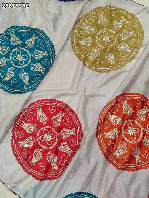 KcPc New Crepe Silk Bandhani Saree with Elegant Gota Patti Work Perfect for Festive Wear  ANJ
