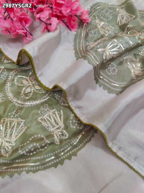 KcPc New Beautiful Crepe Silk Saree Featuring Bandhani Design and Handworked Gota Patti Border  ANJ
