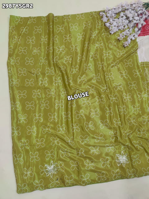 KcPc New Beautiful Crepe Silk Saree Featuring Bandhani Design and Handworked Gota Patti Border  ANJ