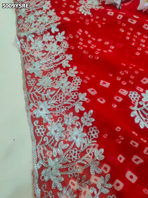 KcPc New Graceful Georgette Bandhani Saree with Elegant Peturn Work   STL