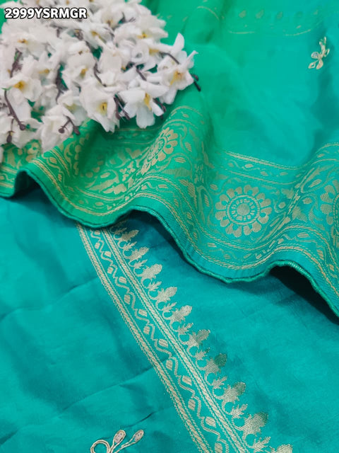 KcPc New Pure Russian Silk Saree with Traditional Design Cutdana Aari Work Festive Wear  AMT