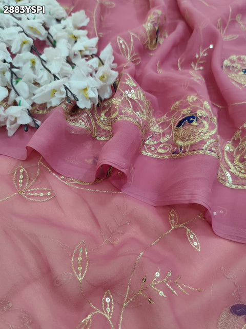KcPc New Traditional Chiffon Saree with Exquisite Aari Tari Work and Elegant Design  JAY