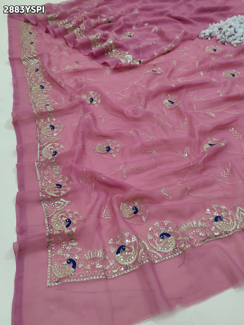 KcPc New Traditional Chiffon Saree with Exquisite Aari Tari Work and Elegant Design  JAY