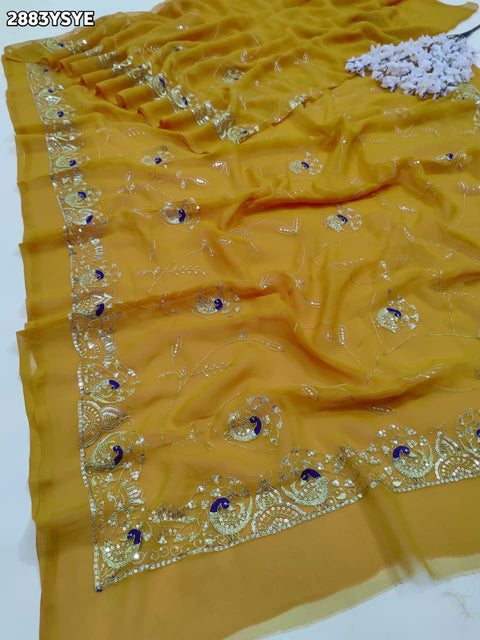 KcPc New Chiffon Elegance Designer Style Saree with Aari Tari Detailing  JAY