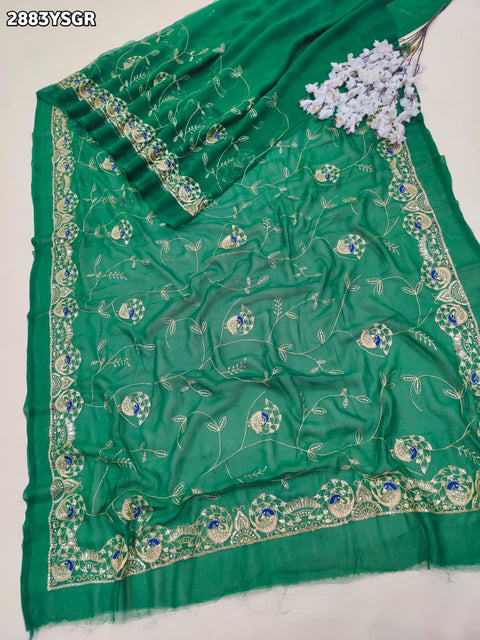 KcPc New Premium Chiffon Saree with Designer Aari Tari Work Festive Ready  JAY