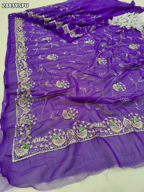KcPc New Elegant Chiffon Saree with Aari Tari Handwork Designer Traditional Wear  JAY
