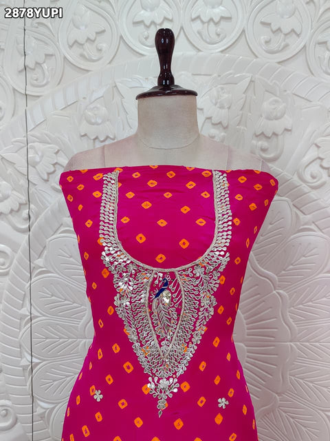 KcPc New Bandhani Crepe Silk Salwar Suit with Gotapatti Work  RSAF