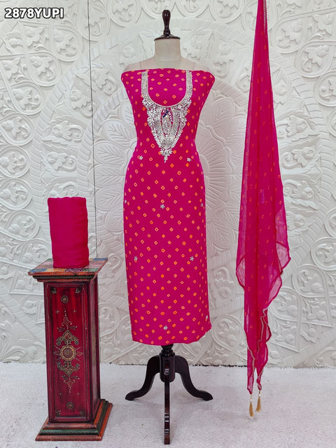 KcPc New Bandhani Crepe Silk Salwar Suit with Gotapatti Work  RSAF