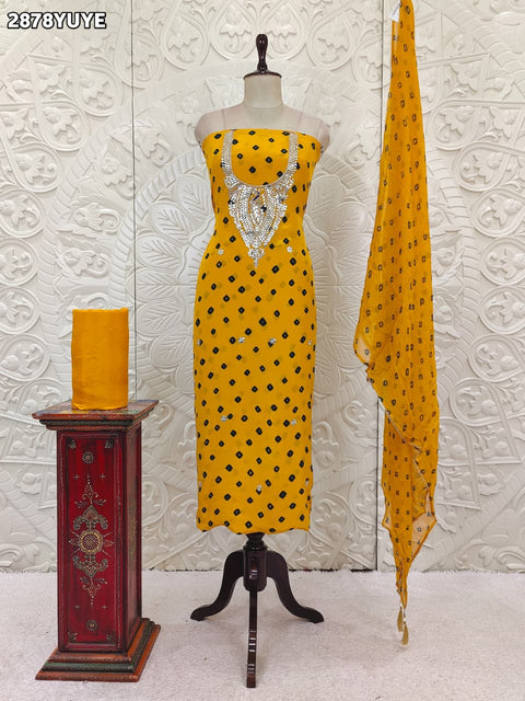 KcPc New Traditional Bandhani Charm Crepe Silk Suit with Dupatta  RSAF