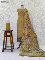 KcPc New Cotton Silk Printed Suit with Satin Bottom DupattaNITY