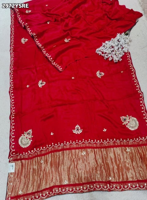 By Traditional Saree With Cutdana zardozi work