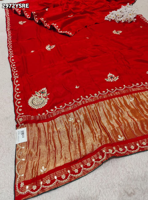 By Traditional Saree With Cutdana zardozi work
