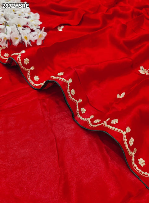 By Traditional Saree With Cutdana zardozi work