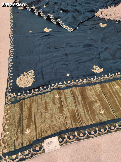 By Traditional Saree With Cutdana zardozi work