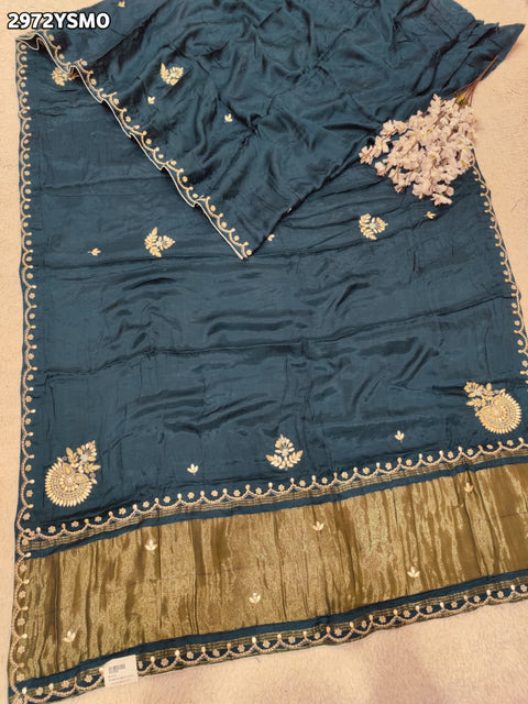 By Traditional Saree With Cutdana zardozi work