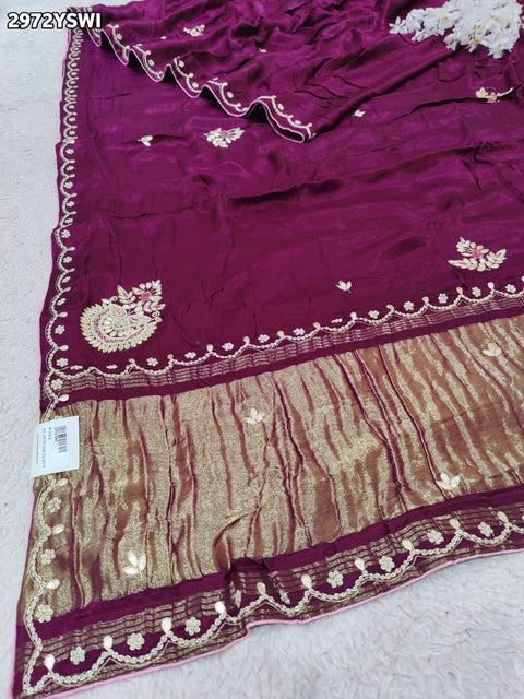 By Traditional Saree With Cutdana zardozi work