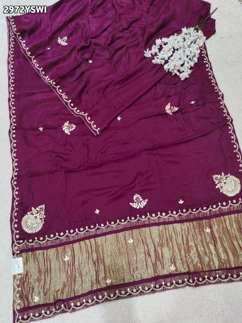 By Traditional Saree With Cutdana zardozi work