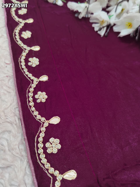 By Traditional Saree With Cutdana zardozi work