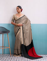 By Printed Saree With Casual Wear 