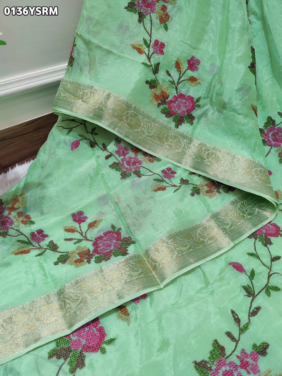 By Zari border Saree With Festive Wear