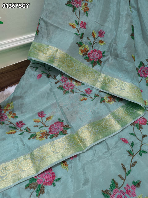 By Zari border Saree With Festive Wear