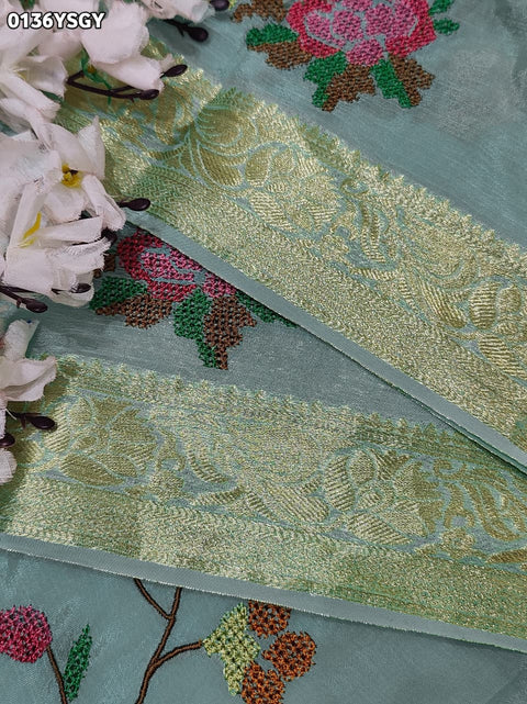 By Zari border Saree With Festive Wear