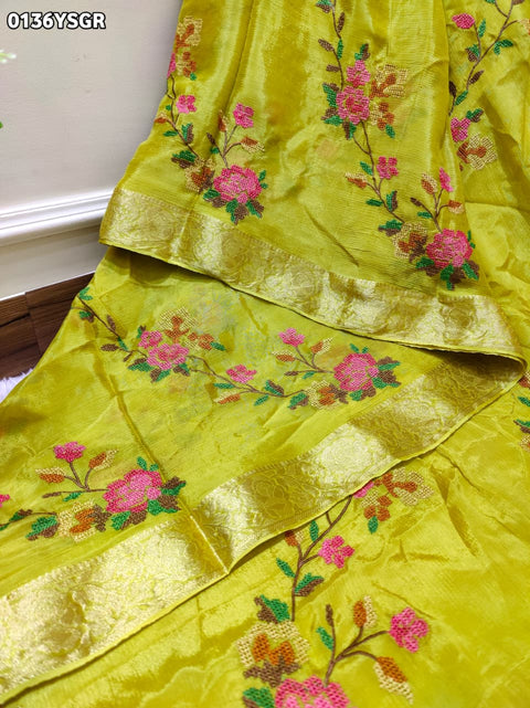 By Zari border Saree With Festive Wear