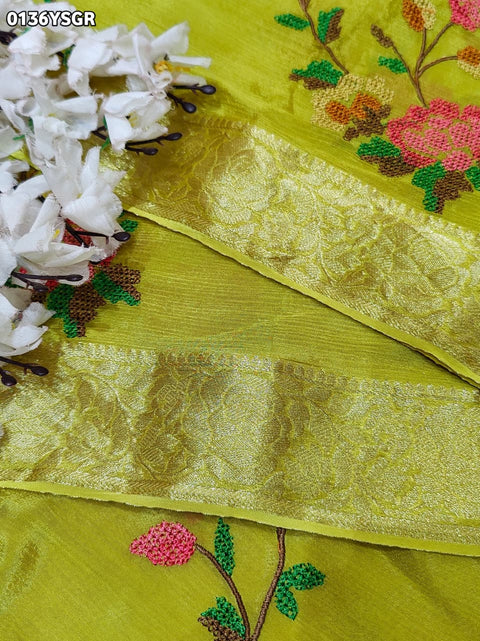 By Zari border Saree With Festive Wear