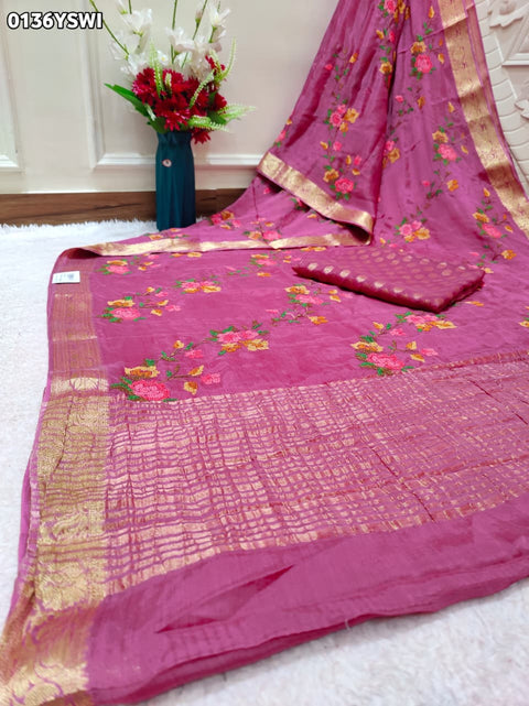 By Zari border Saree With Festive Wear